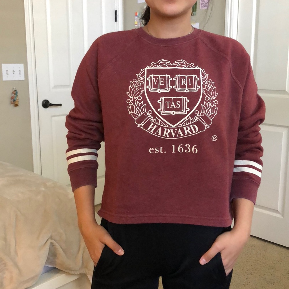 Harvard maroon cropped sweater